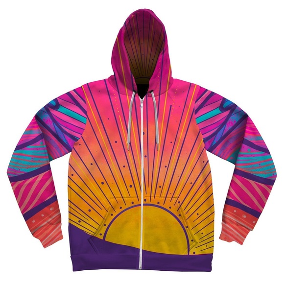 Electro Threads Crushed Velvet Purple Haze Zip Up Hoodie Jacket Unisex XS - Picture 5 of 5